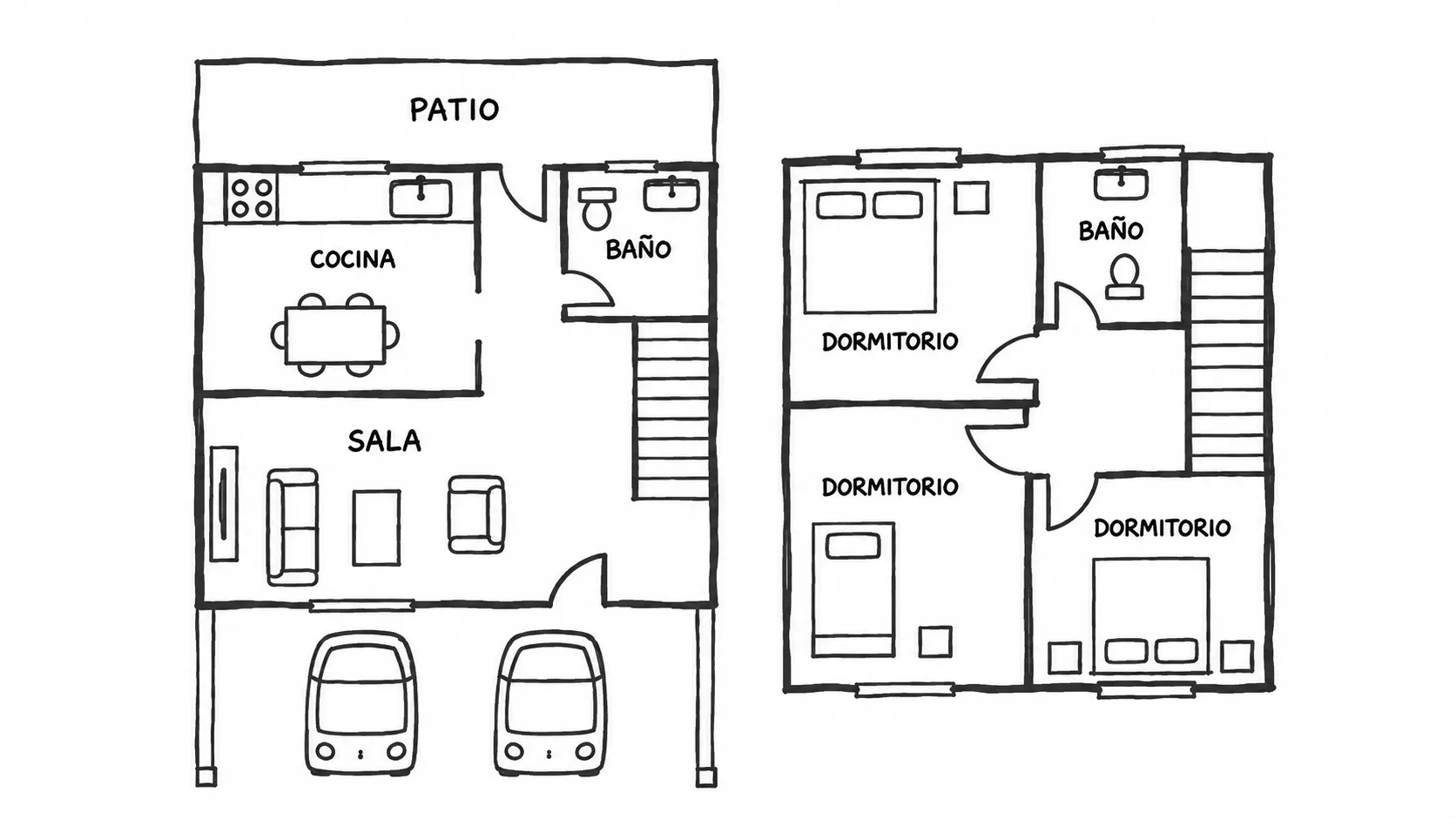 Ejemplo ilustrativo de un boceto de vivienda para comenzar un anteproyecto